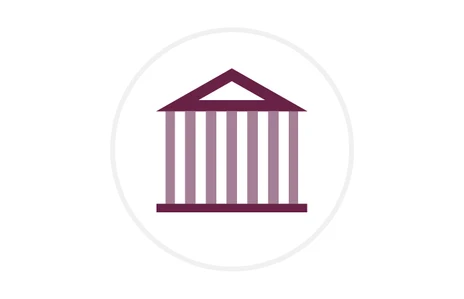 Sächissches Staatsministerium für Soziales und Verbraucherschutz Icon: stilisierte Darstellung eines Gebäudes mit Säulen und Giebel, ähnlich einem antiken Tempel oder Regierungsgebäude . Symbol für Institutionen, Behörden oder staatliche Einrichtungen